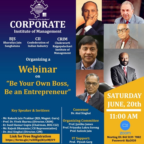 Webinar on Be Your Own Boss Be an Entrepreneur